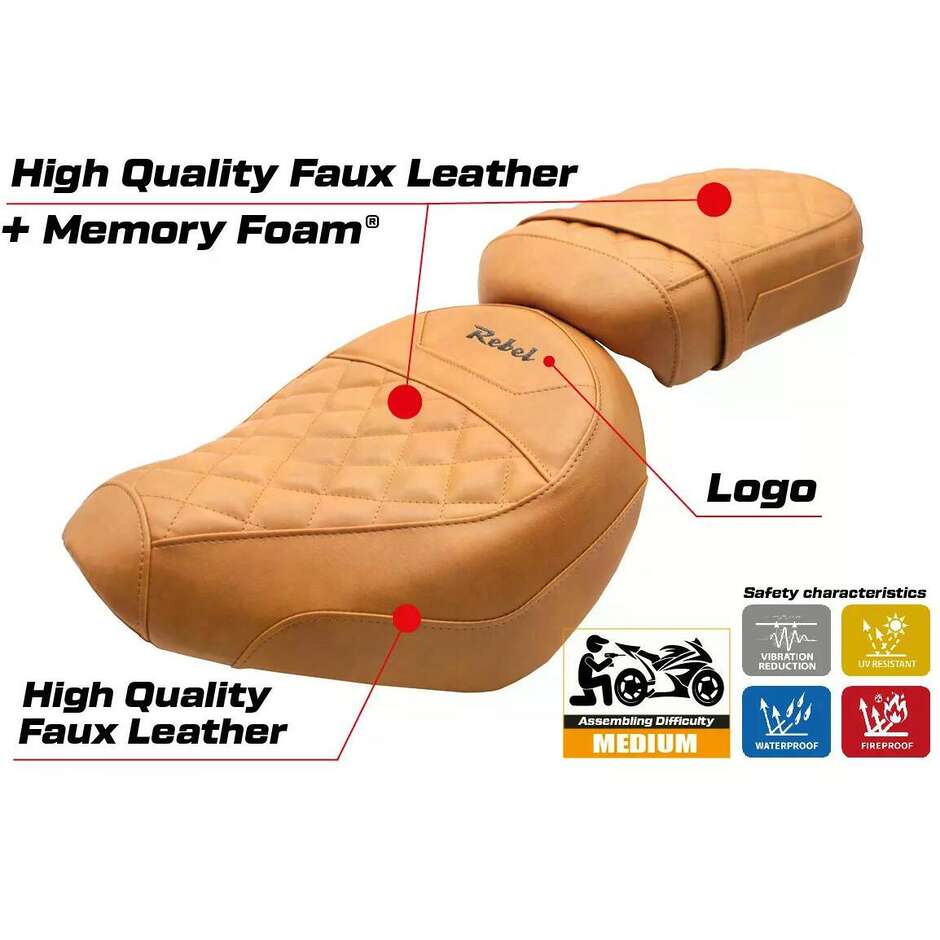 TPZ Italia Seat Cover Specific for Honda CMX 1100 Rebel 2022-2025 Model Iksan Comfort System