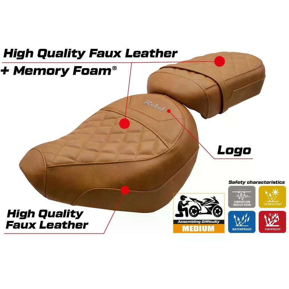 TPZ Italia Seat Cover Specific for Honda CMX 1100 Rebel 2022-2025 Model Iksan Comfort System