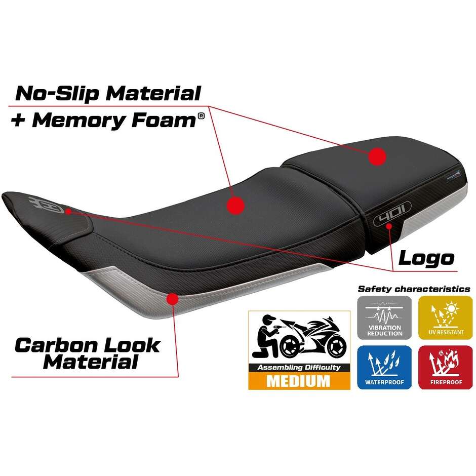 TPZ Italia Seat Cover Specific for Husqvarna Svartpilen 401 2018 - 2023 Model Solna Comfort System