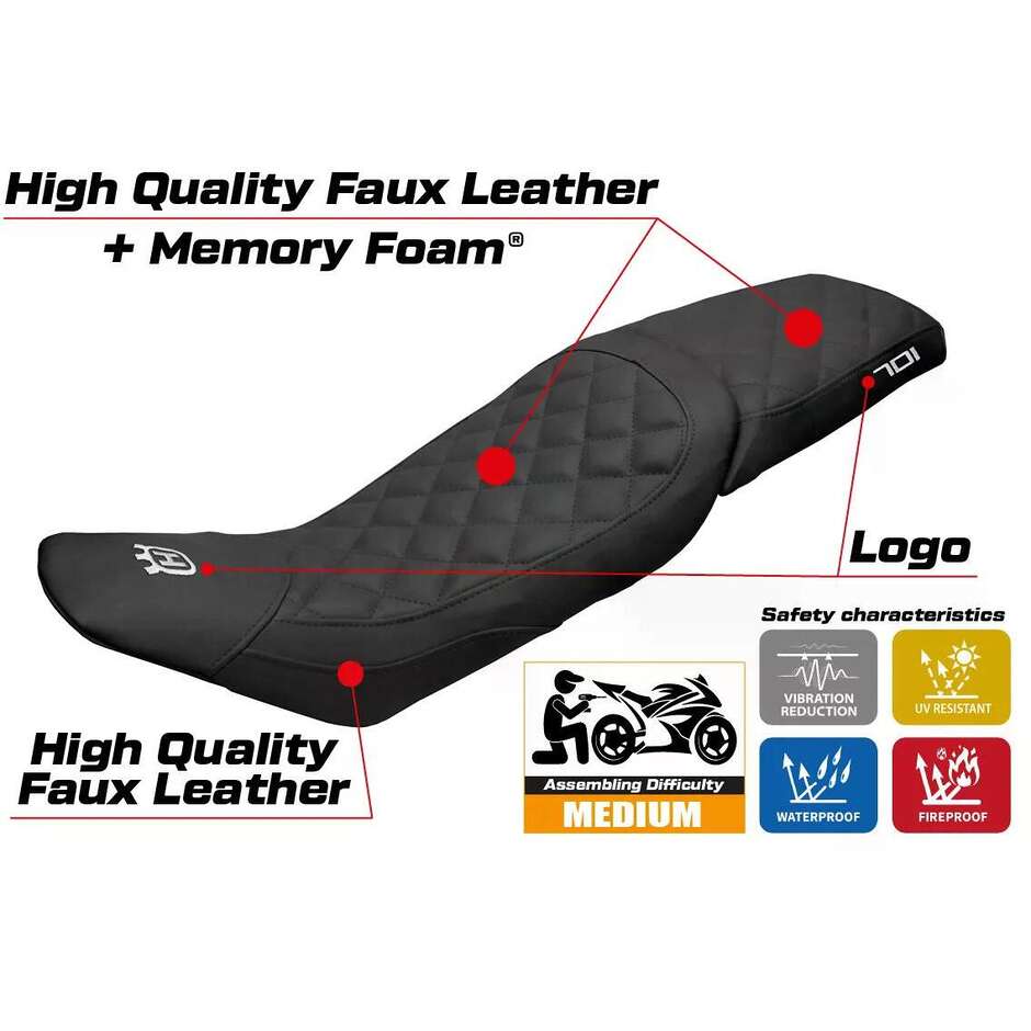 TPZ Italia Seat Cover Specific for Husqvarna Vitpillen 701 2018-2020 Model Nacka Vintage Comfort System