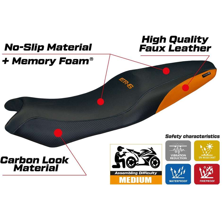TPZ Italia Seat Cover Specific for Kawasaki ER-6N / ER-6F 2005-2011 London Comfort System Model