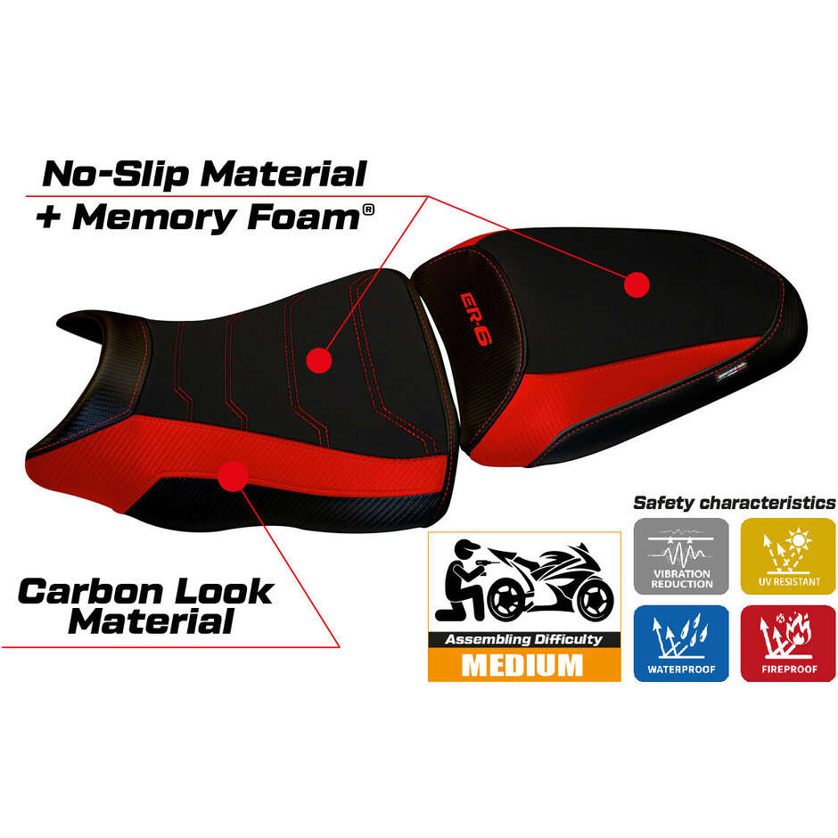 TPZ Italia Seat Cover Specific for Kawasaki ER-6N / ER-6F 2012 - 2016 Model Dayton 1 Comfort System