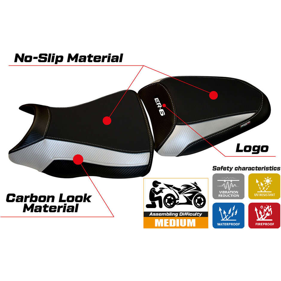 TPZ Italia Seat Cover Specific for Kawasaki ER-6N / ER-6F 2012 - 2016 Model Leeds 1