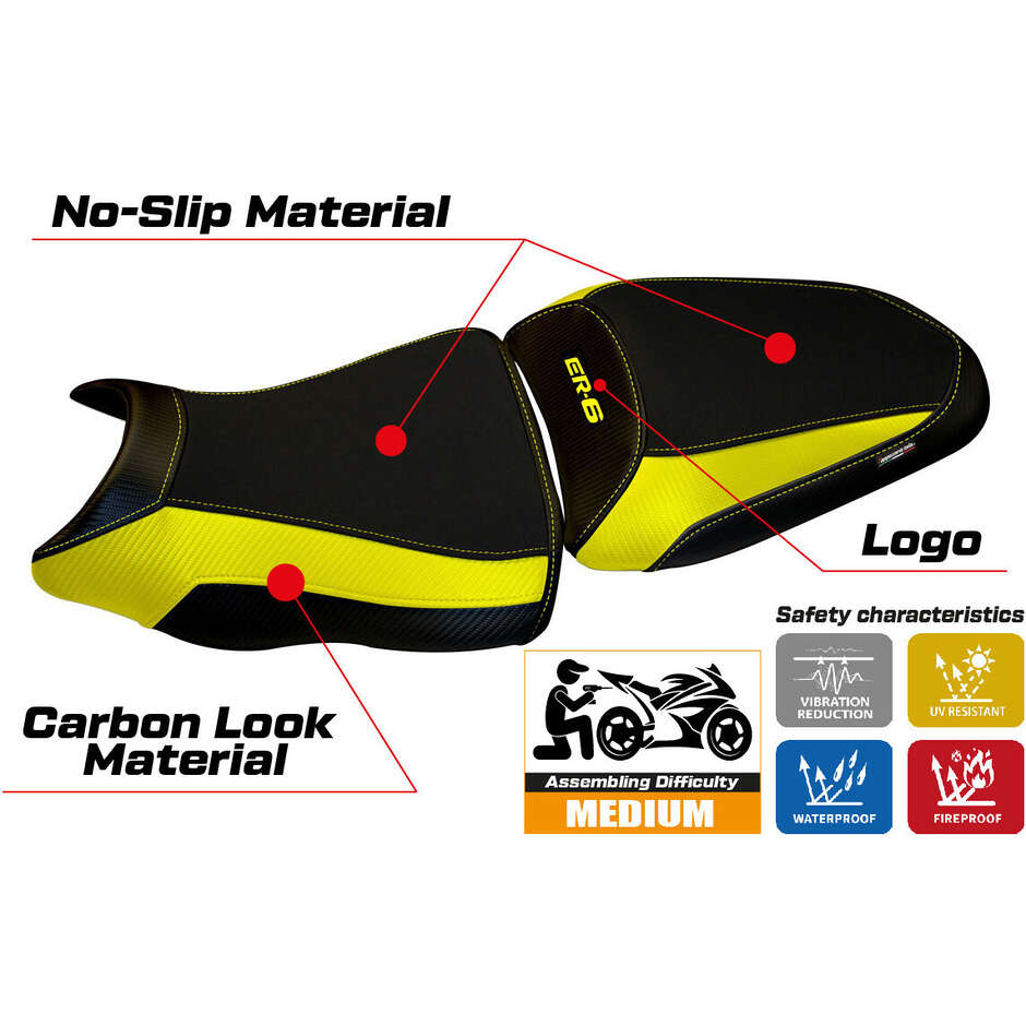 TPZ Italia Seat Cover Specific for Kawasaki ER-6N / ER-6F 2012 - 2016 Model Leeds 1