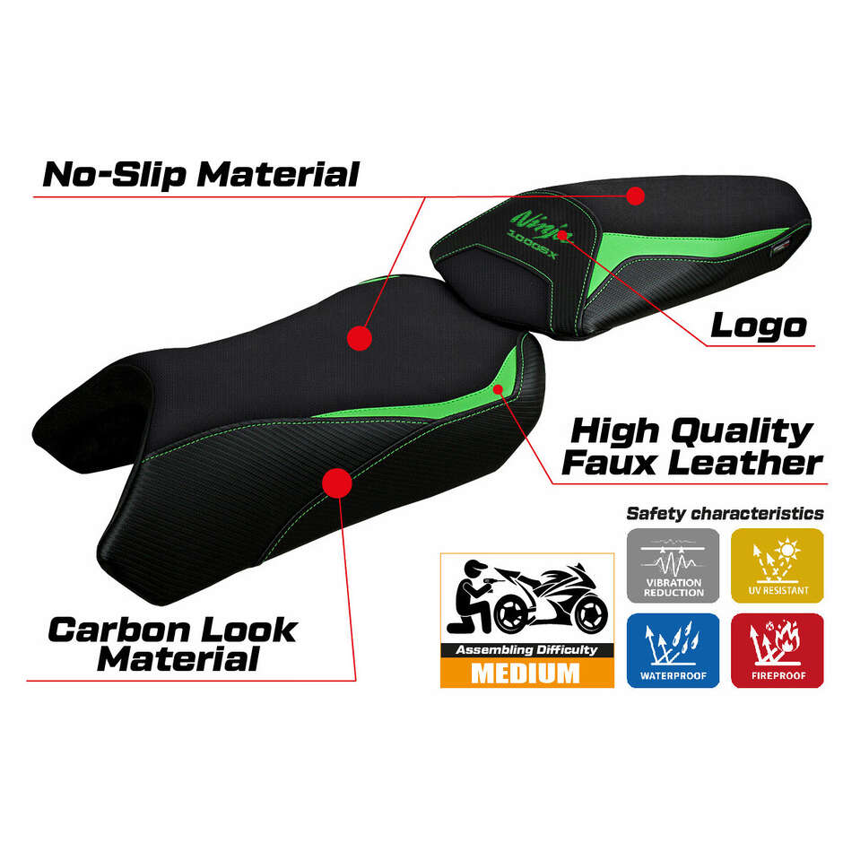 TPZ Italia Seat Cover Specific for Kawasaki Ninja 1000 / 1000 SX 2020 - 2024 Model Arusha