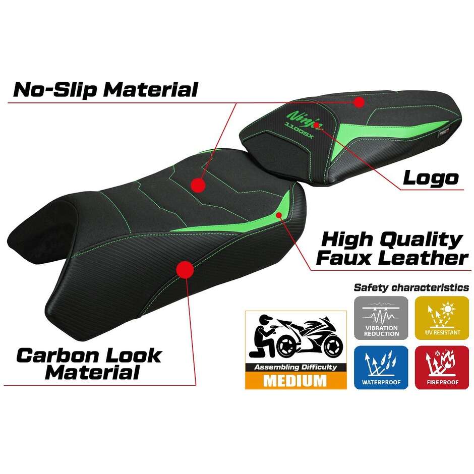 TPZ Italia Seat Cover Specific for Kawasaki Ninja 1100 SX 2025 Model Geisha Ultragrip