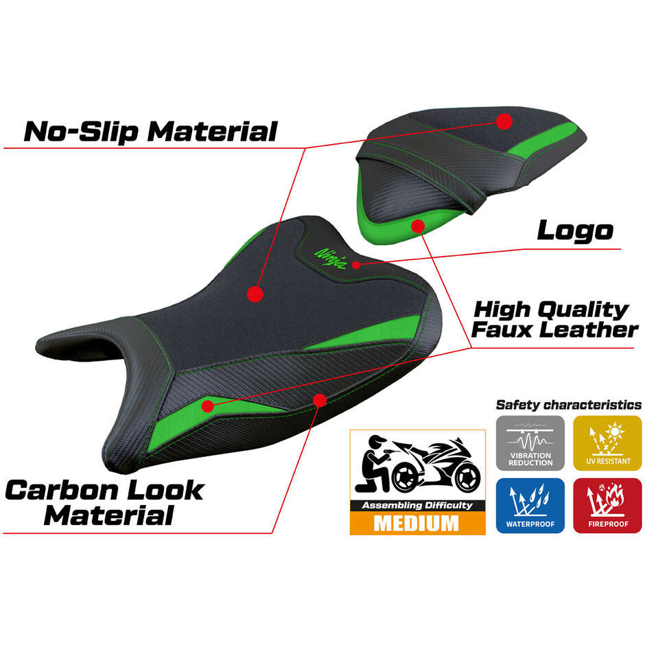 TPZ Italia Seat Cover Specific for Kawasaki Ninja 250 2018 - 2019 Model Rainha Ultragrip