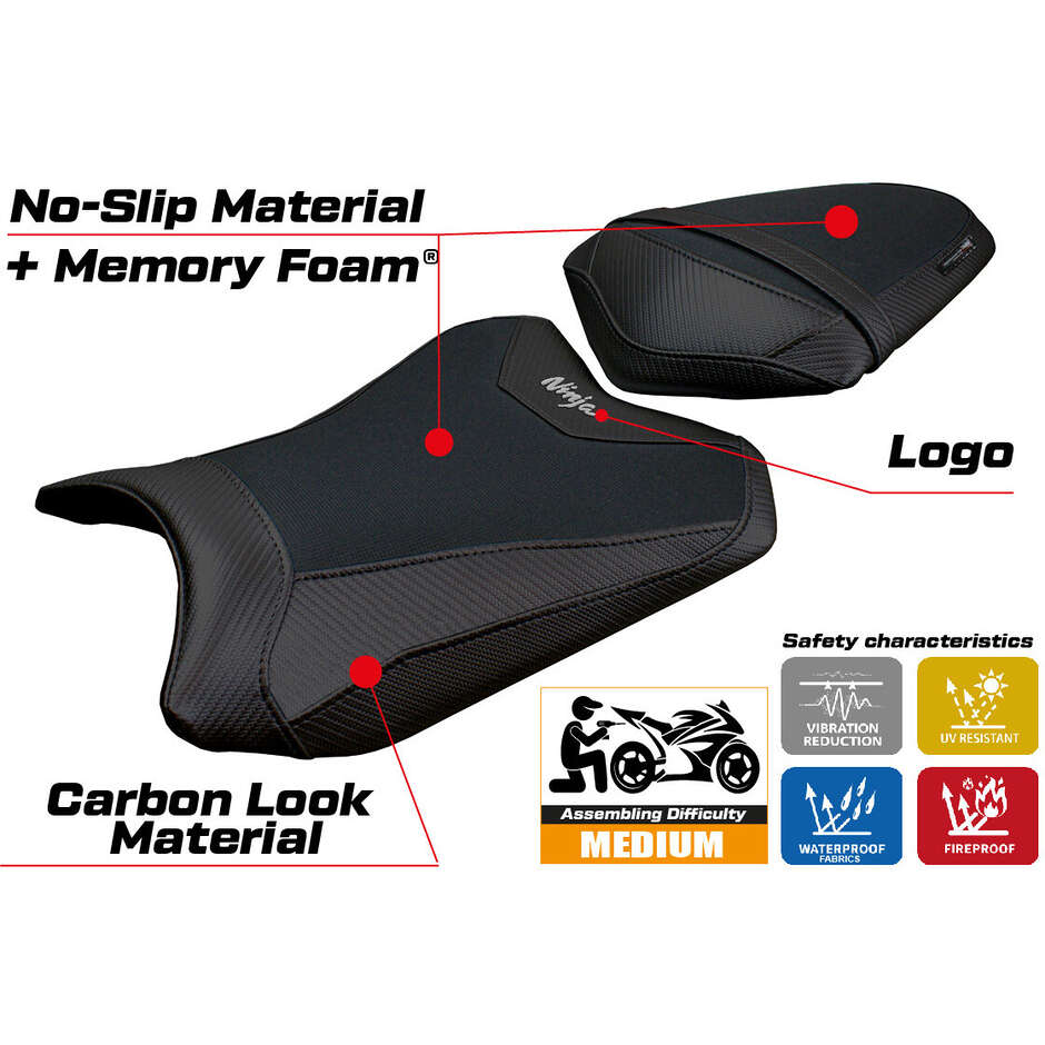TPZ Italia Seat Cover Specific for Kawasaki Ninja 300 2013 - 2017 Model Aliko Comfort System