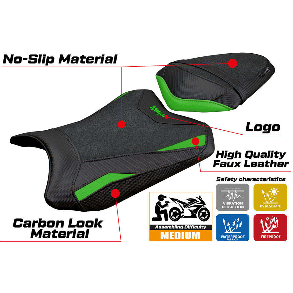 TPZ Italia Seat Cover Specific for Kawasaki Ninja 300 2013 - 2017 Model Aliko Ultragrip