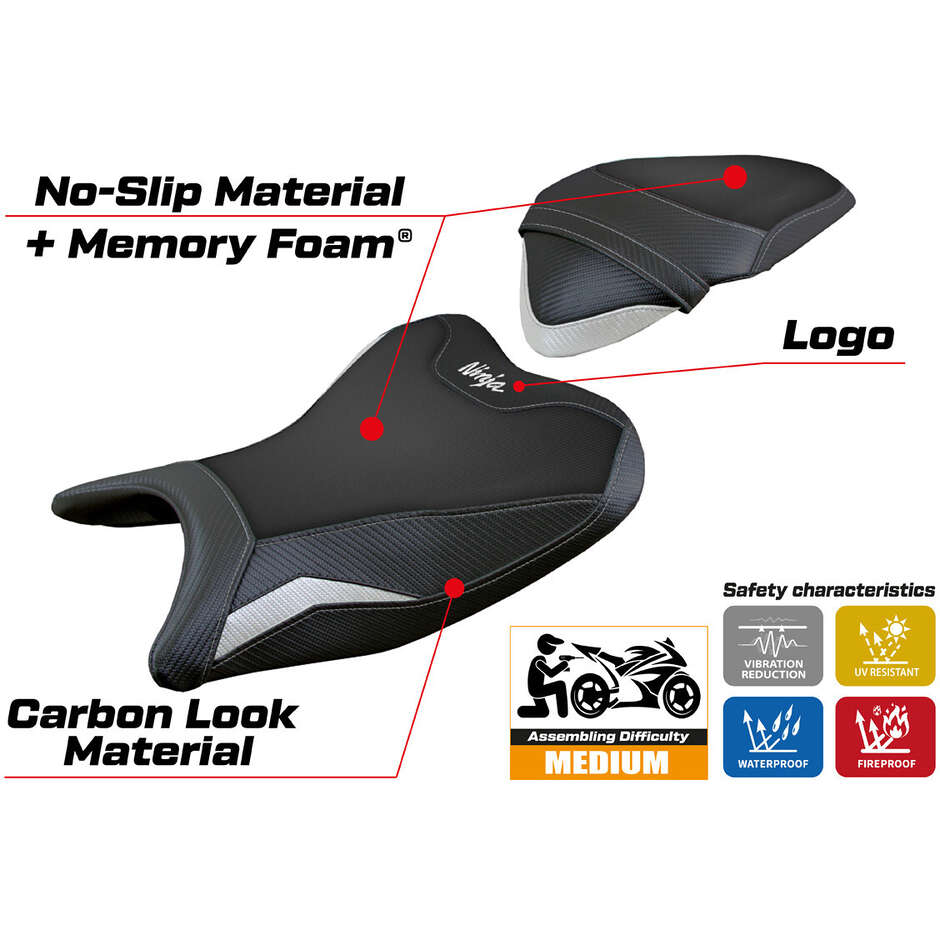 TPZ Italia Seat Cover Specific for Kawasaki Ninja 400 2018 - 2023 Model Ribera Comfort System