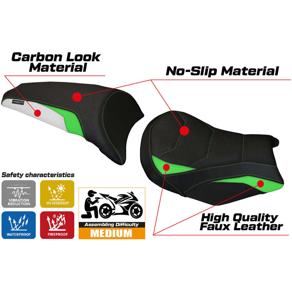 TPZ Italia Seat Cover Specific for Kawasaki Ninja 650 2017-2025 Sihu Ultragrip Model