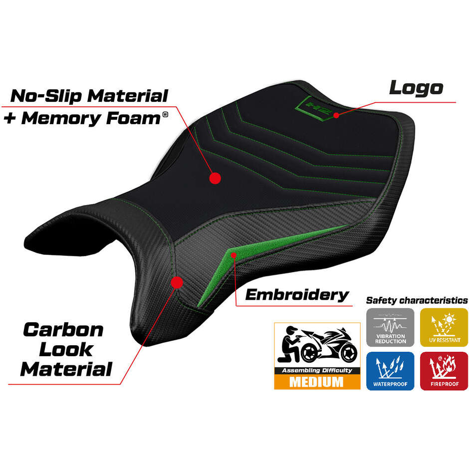 TPZ Italia Seat Cover Specific for Kawasaki Ninja H2 R 2015-2025 Model MadMax Comfort System