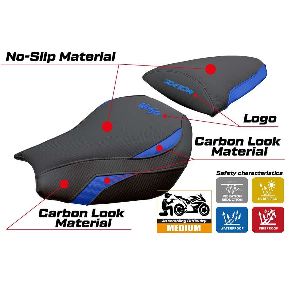 TPZ Italia Seat Cover Specific for Kawasaki Ninja ZX 10 R 2006-2007 Goku Model