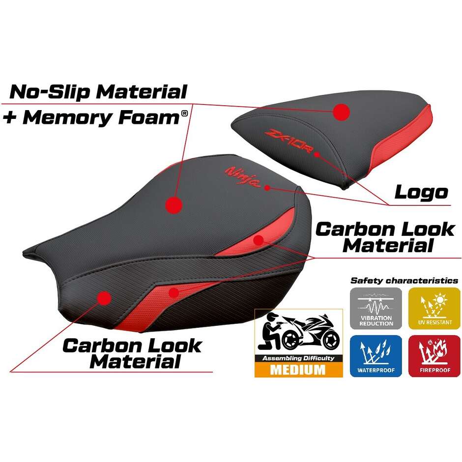 TPZ Italia Seat Cover Specific for Kawasaki Ninja ZX 10 R 2006-2007 Model Goku Comfort System
