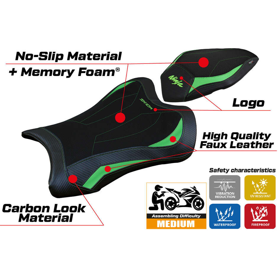 TPZ Italia Seat Cover Specific for Kawasaki Ninja ZX 10 R 2021-2025 Dexter Comfort System Model
