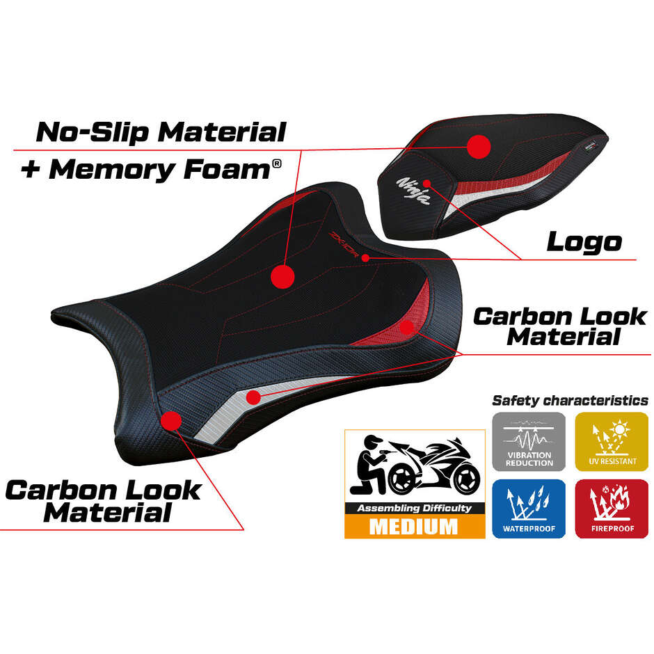 TPZ Italia Seat Cover Specific for Kawasaki Ninja ZX 10 R 2021-2025 Dexter Comfort System Model