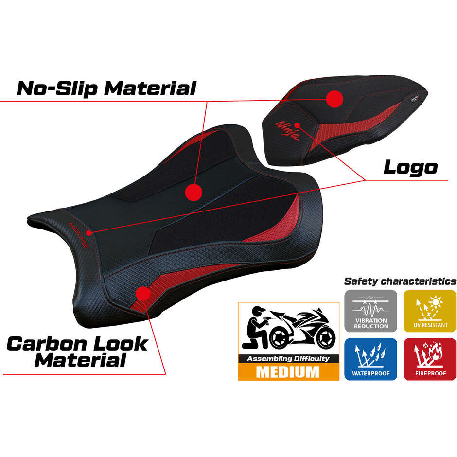 TPZ Italia Seat Cover Specific for Kawasaki Ninja ZX 10 R 2021-2025 Dexter Ultragrip Model
