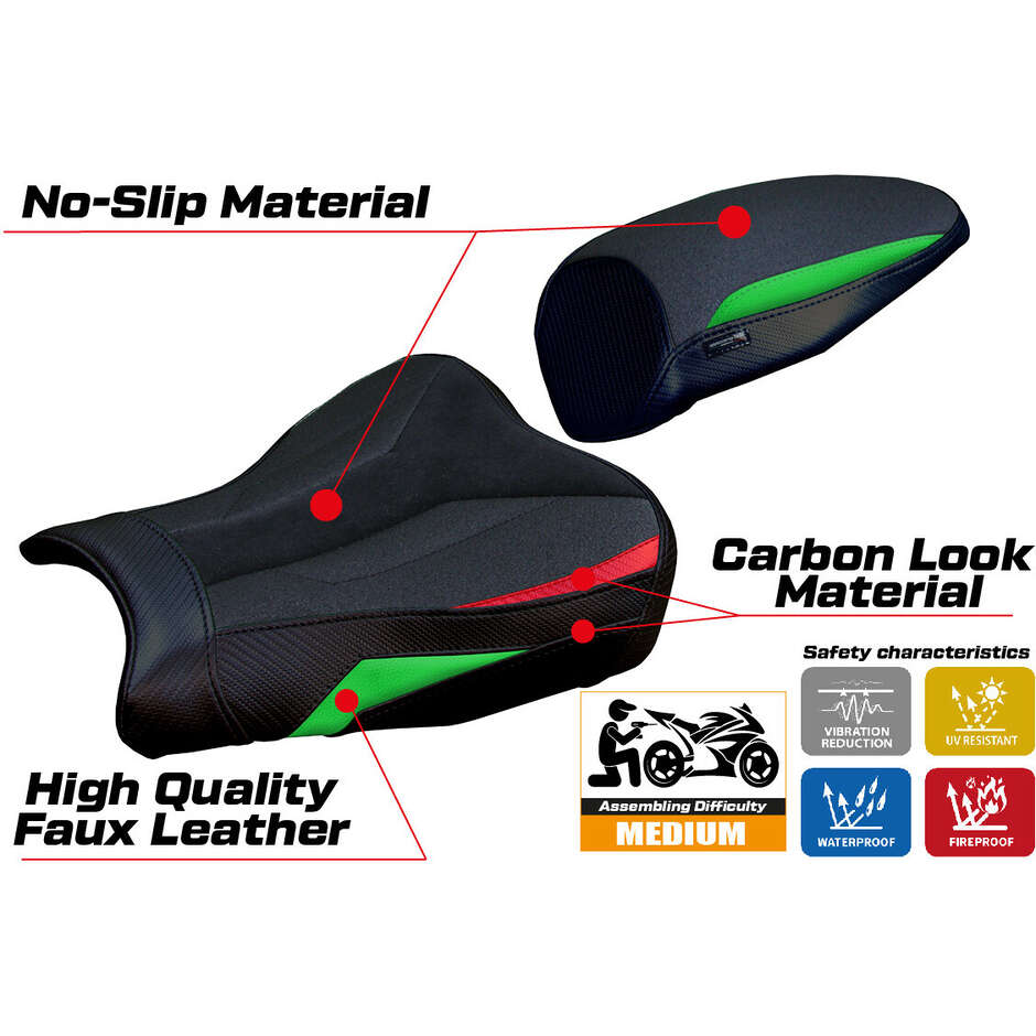 TPZ Italia Seat Cover Specific for Kawasaki Ninja ZX 25 R 2020-2025 Model Hermes Ultragrip Velvet