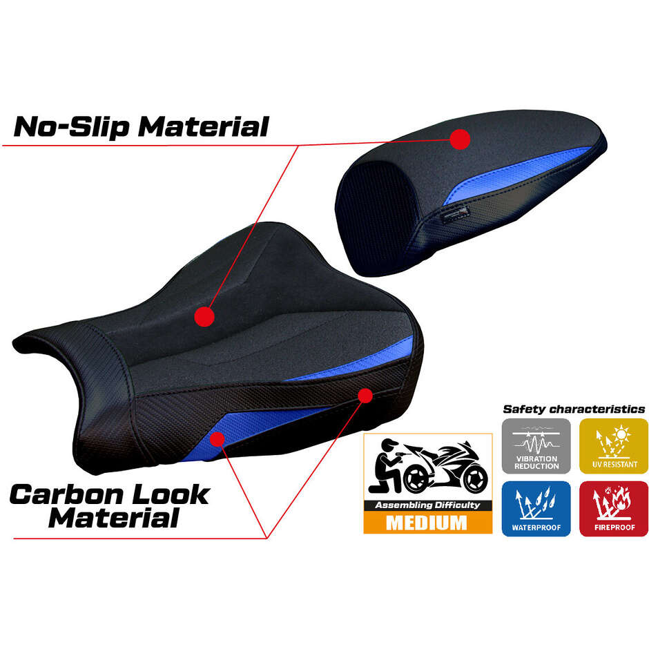 TPZ Italia Seat Cover Specific for Kawasaki Ninja ZX 4 RR 2023-2025 Model Muzy Ultragrip Velvet