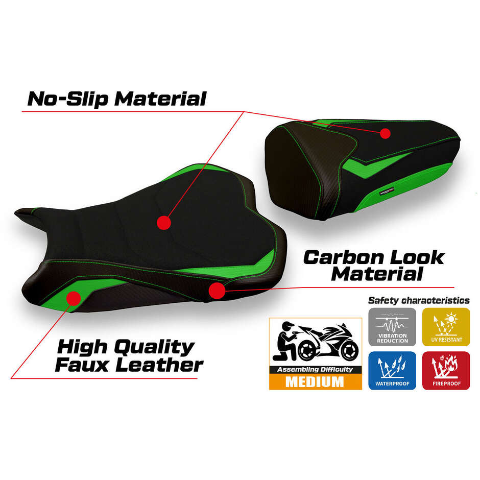 TPZ Italia Seat Cover Specific for Kawasaki Ninja ZX 6 R 2009 - 2012 Model Cracovia 2 Ultragrip