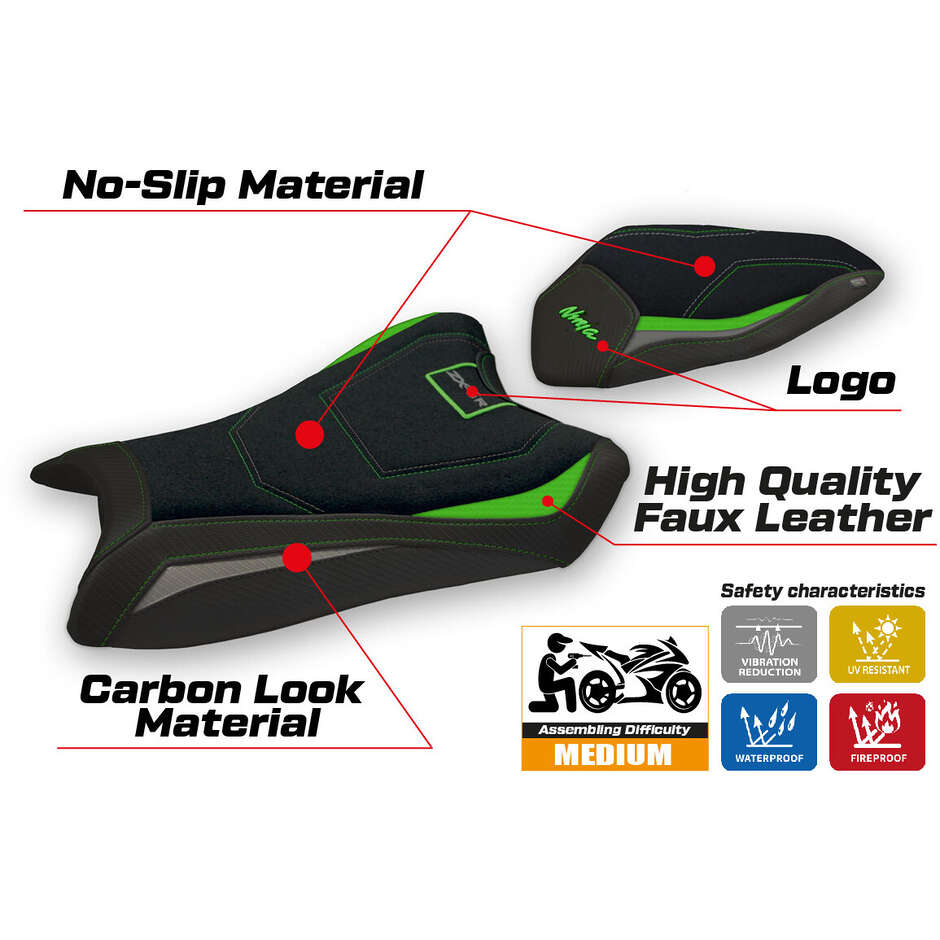 TPZ Italia Seat Cover Specific for Kawasaki Ninja ZX 6 R 2019-2025 Model Tomar Special Color Ultragrip