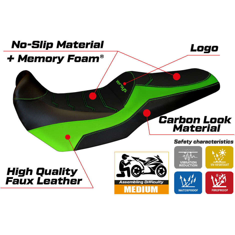 TPZ Italia Seat Cover Specific for Kawasaki Versys 1000 2011 - 2018 Model Lampedusa Color Comfort System