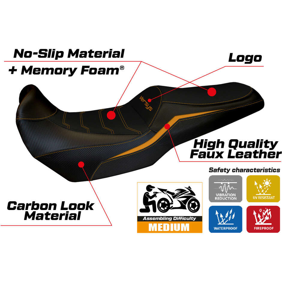 TPZ Italia Seat Cover Specific for Kawasaki Versys 1000 2019 - 2024 Model Elvas Comfort System