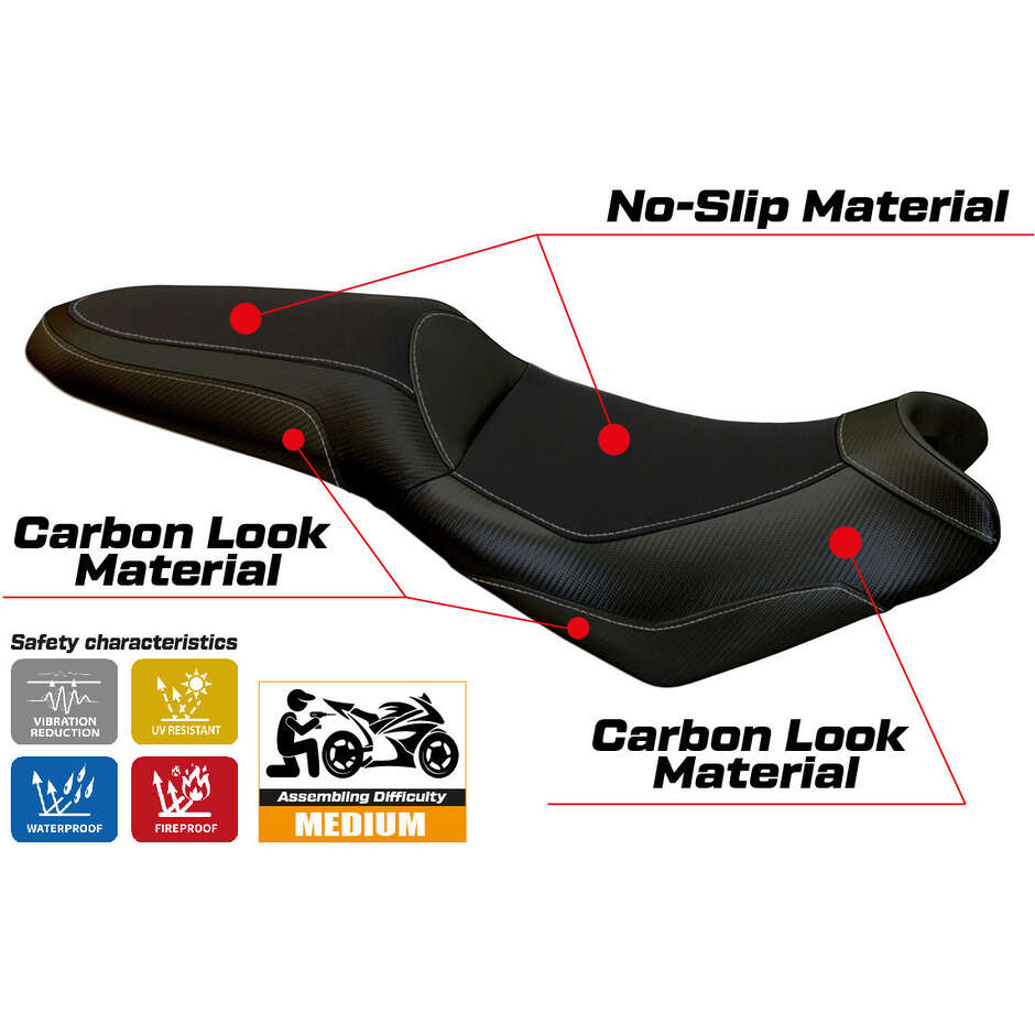 TPZ Italia Seat Cover Specific for Kawasaki Versys 650 2007-2025 Model Elba Total Black