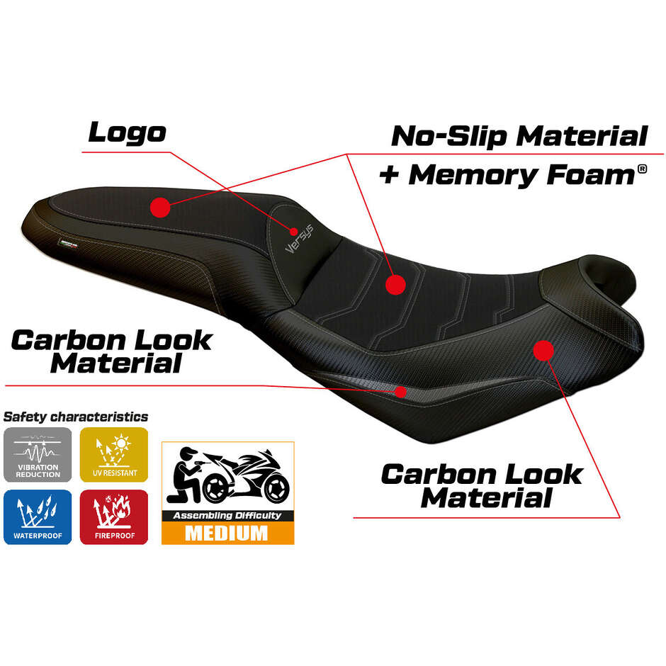 TPZ Italia Seat Cover Specific for Kawasaki Versys 650 2007-2025 Model Nasir Comfort System