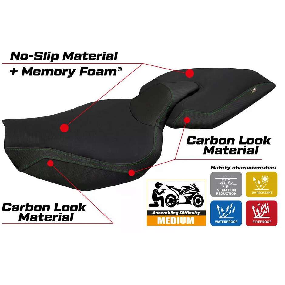 TPZ Italia Seat Cover Specific for Kawasaki Z 1000 2014 - 2021 Model Ellos 1 Comfort System