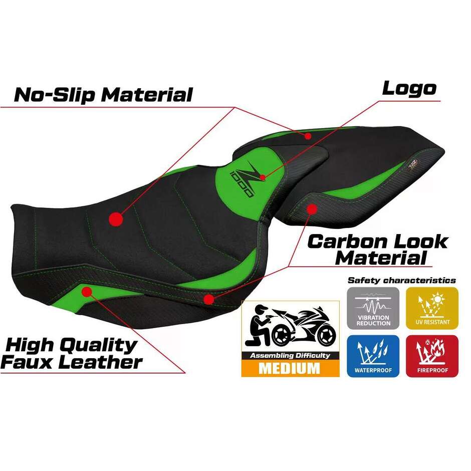 TPZ Italia Seat Cover Specific for Kawasaki Z 1000 2014 - 2021 Model Hedemora 1 Ultragrip