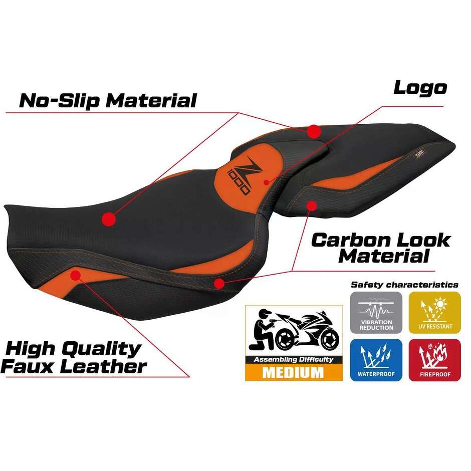 TPZ Italia Seat Cover Specific for Kawasaki Z 1000 2014 - 2021 Model Mellby 1