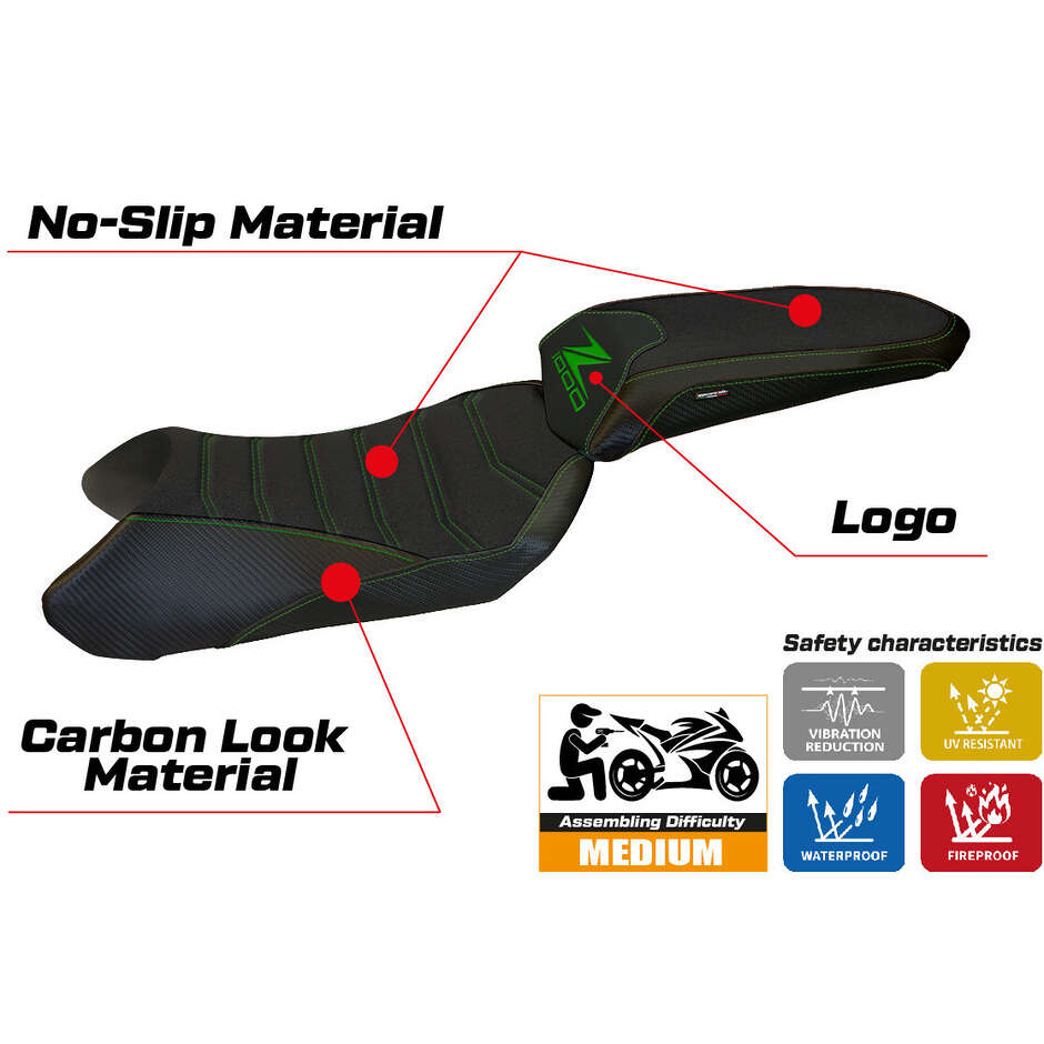 TPZ Italia Seat Cover Specific for Kawasaki Z 1000 SX 2017 - 2019 Model Madison 1 Ultragrip
