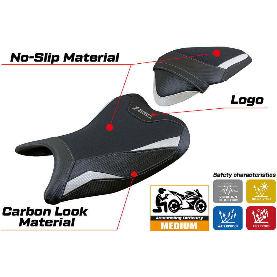 TPZ Italia Seat Cover Specific for Kawasaki Z 250 2019 - 2020 Model Abrantes Ultragrip