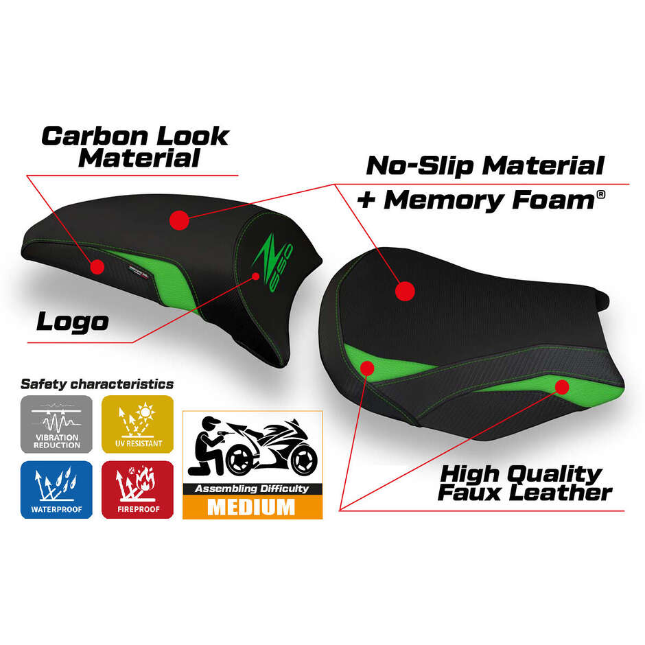 TPZ Italia Seat Cover Specific for Kawasaki Z 650 2017-2025 Model Vergato 1 Comfort System