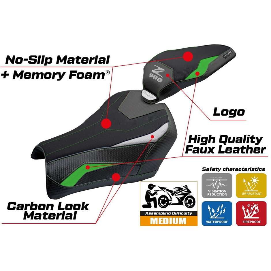 TPZ Italia Seat Cover Specific for Kawasaki Z 900 2025 Model Uchiko Comfort System