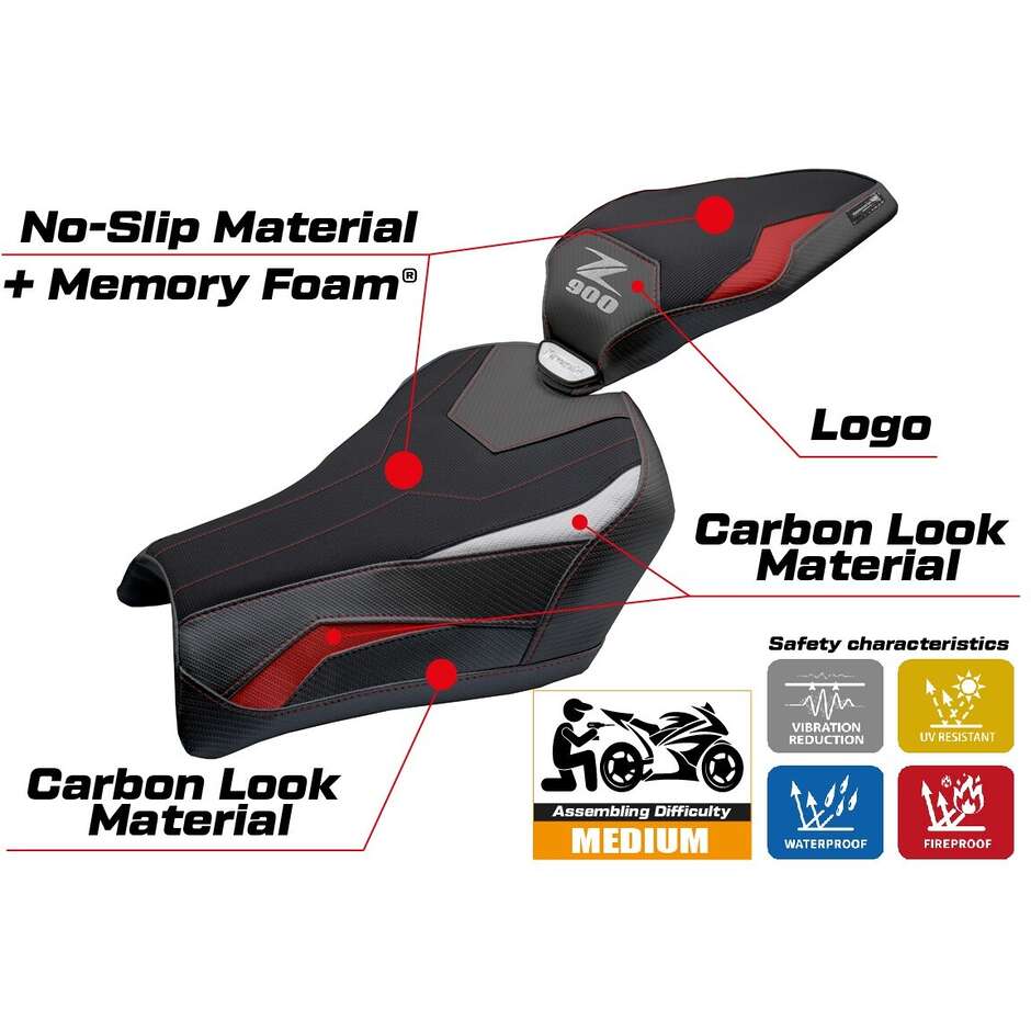 TPZ Italia Seat Cover Specific for Kawasaki Z 900 2025 Model Uchiko Comfort System
