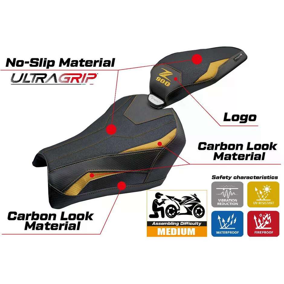 TPZ Italia Seat Cover Specific for Kawasaki Z 900 2025 Uchiko Ultragrip Model