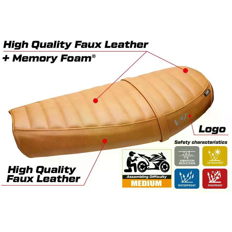 TPZ Italia Seat Cover Specific for Moto Guzzi V9 Bobber 2016-2018 Acerra Model Comfort System