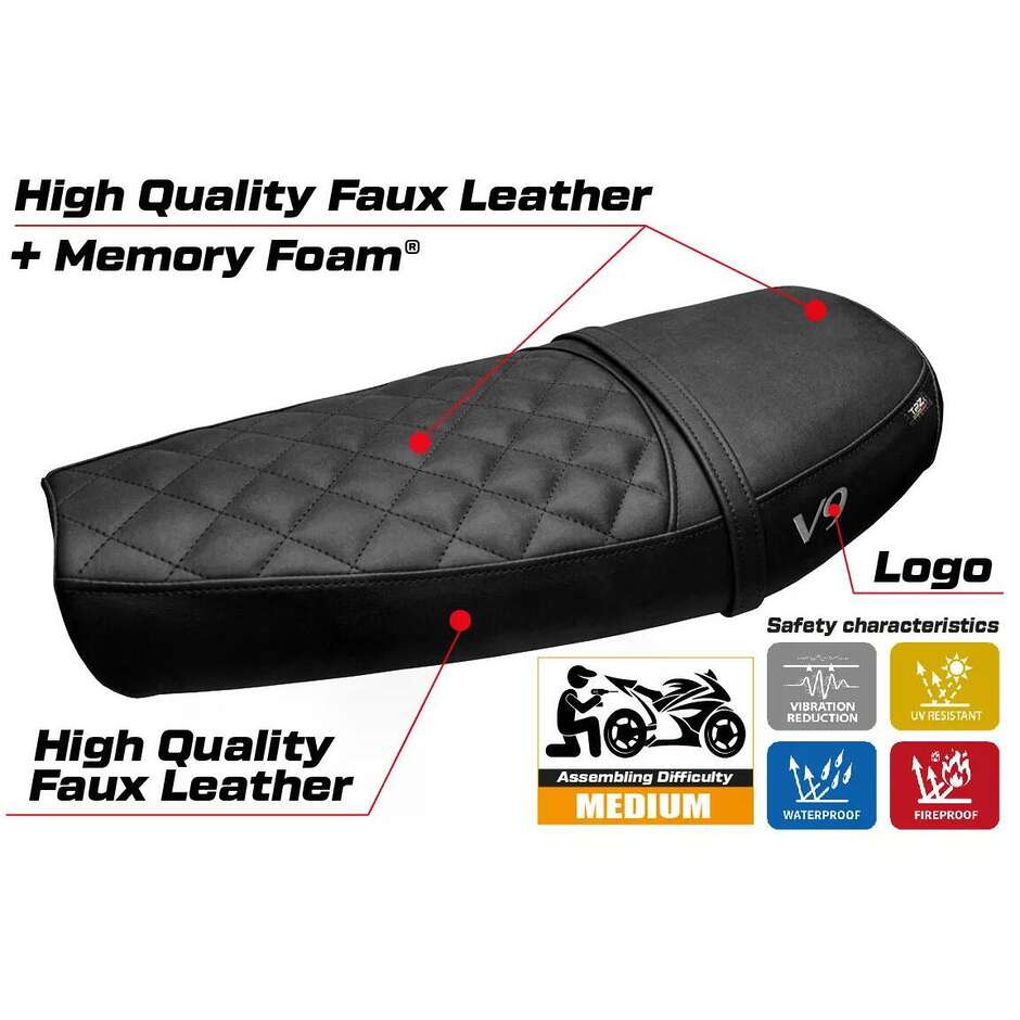 TPZ Italia Seat Cover Specific for Moto Guzzi V9 Bobber 2016-2018 Scampia Comfort System Model