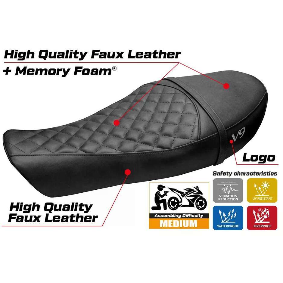 TPZ Italia Seat Cover Specific for Moto Guzzi V9 Roamer 2016-2024 Model Aversa Comfort System