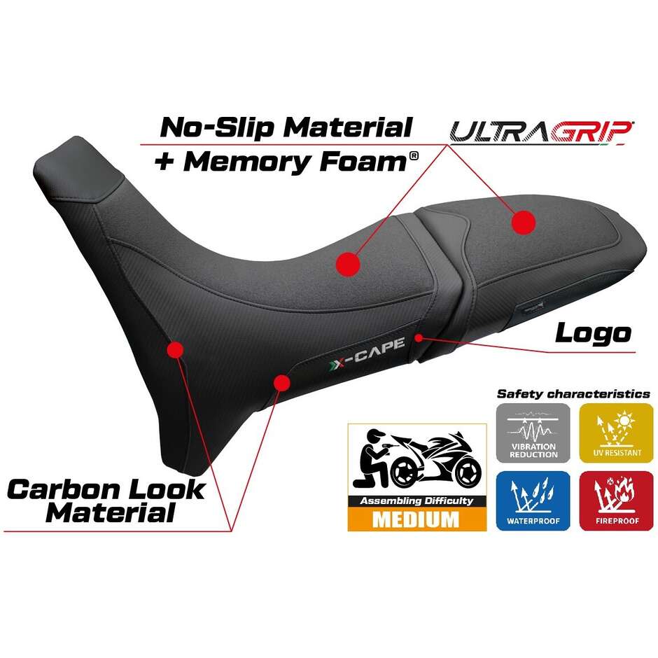 TPZ Italia Seat Cover Specific for Moto Morini X-Cape 700 2025 - 2026 Rieti Model Ultragrip Comfort System