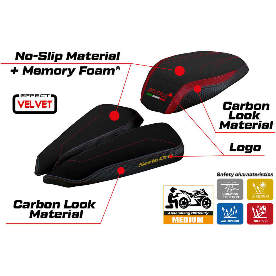 TPZ Italia Seat Cover Specific for MV Agusta Brutale 1000 RR 2020-2025 Model Adai Velvet Comfort System