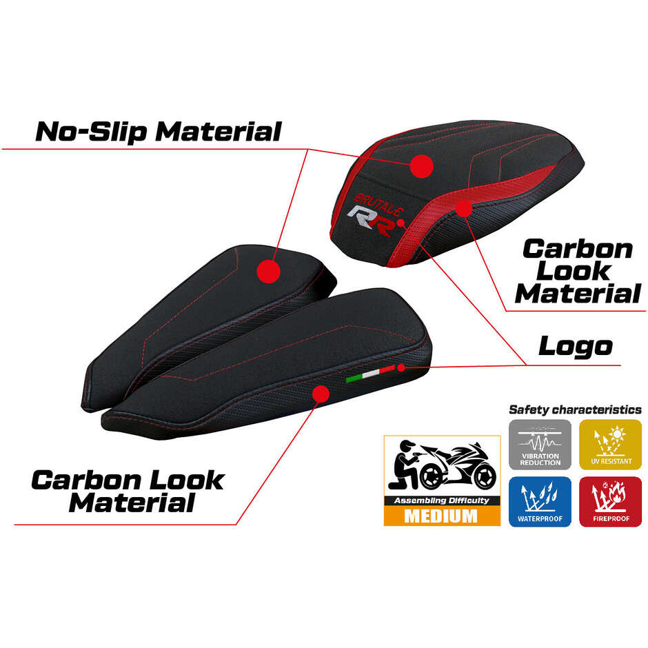 TPZ Italia Seat Cover Specific for MV Agusta Brutale 1000 RR 2020-2025 Model Meilan Ultragrip