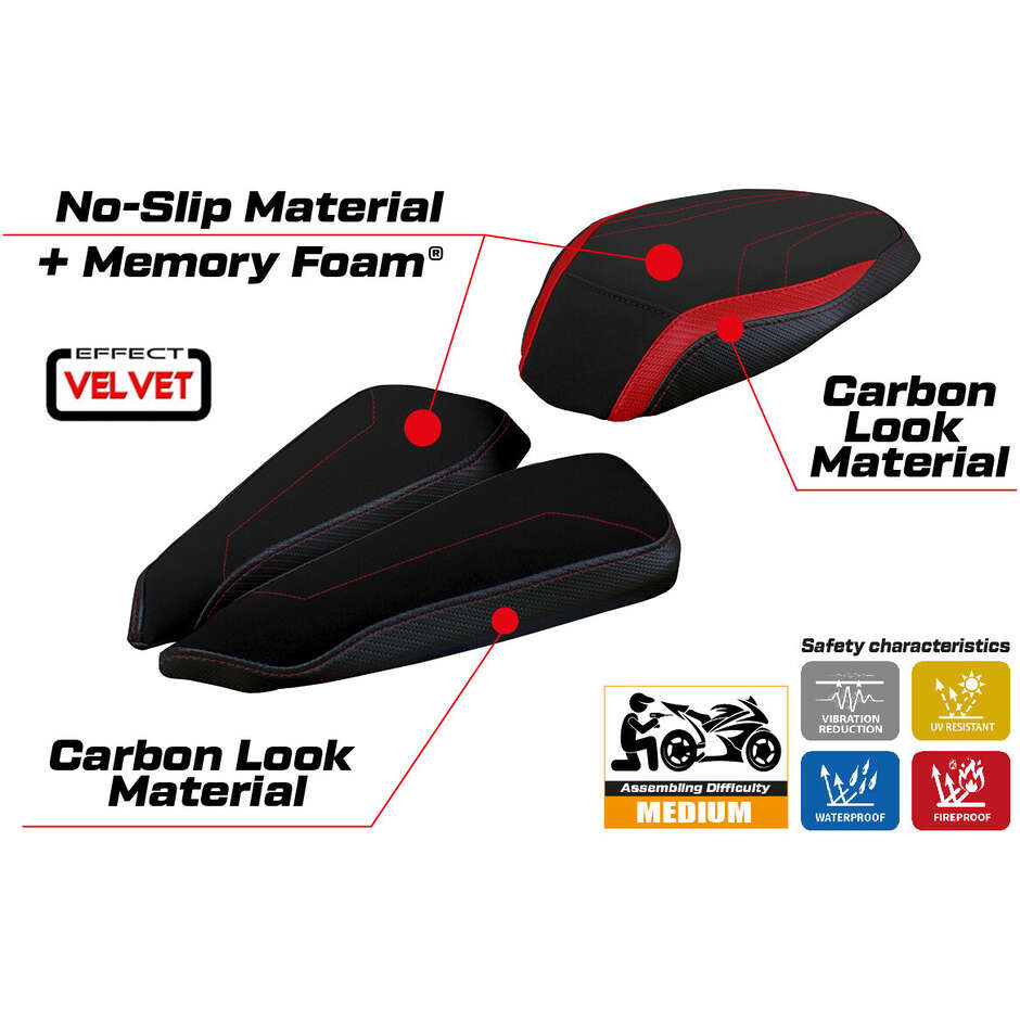 TPZ Italia Seat Cover Specific for MV Agusta Brutale 1000 RR 2020-2025 Model Meilan Velvet Comfort System