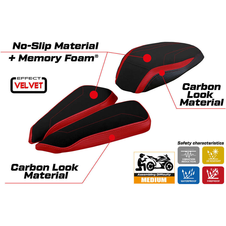 TPZ Italia Seat Cover Specific for MV Agusta Brutale 1000 RR 2020-2025 Model Meilan Velvet Comfort System