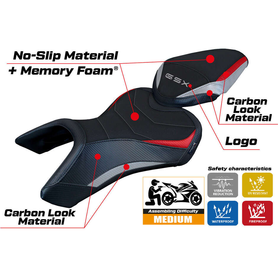 TPZ Italia Seat Cover Specific for Suzuki GSX 8S / 8R 2023-2025 Model Niigata Comfort System