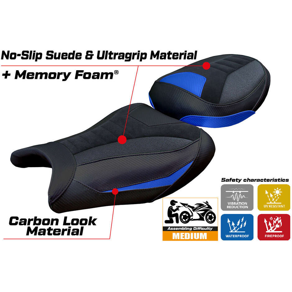 TPZ Italia Seat Cover Specific for Suzuki GSX R 1300 Hayabusa 2008 - 2020 Model Japan Velvet Ultragrip Comfort System