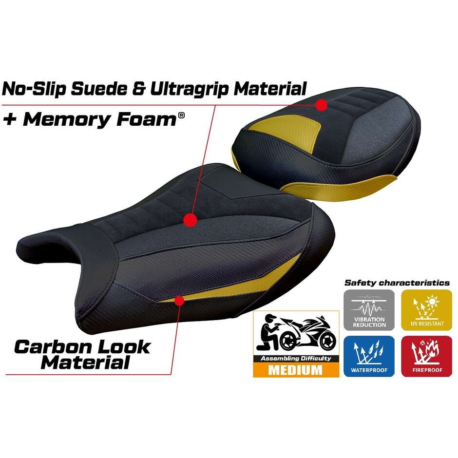 TPZ Italia Seat Cover Specific for Suzuki GSX R 1300 Hayabusa 2021 - 2025 Model Denia Velvet Ultragrip Comfort System