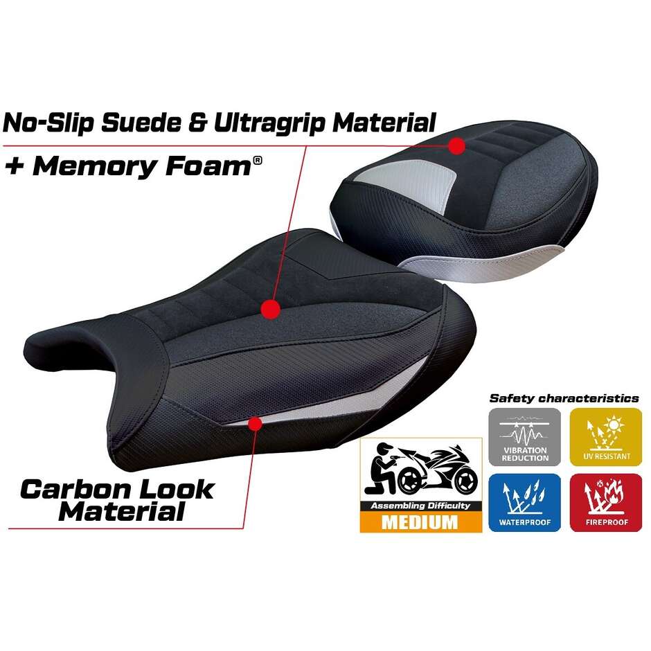 TPZ Italia Seat Cover Specific for Suzuki GSX R 1300 Hayabusa 2021 - 2025 Model Denia Velvet Ultragrip Comfort System
